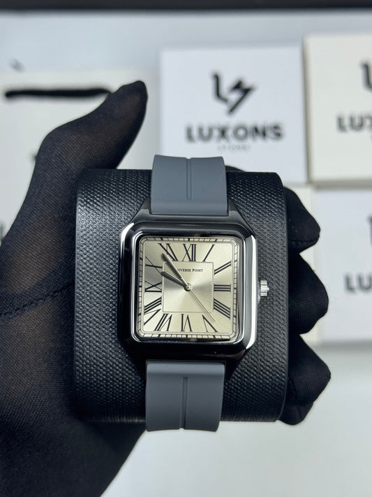 Universal Point Gray Square Dail Silicon Strap Orignal Watch