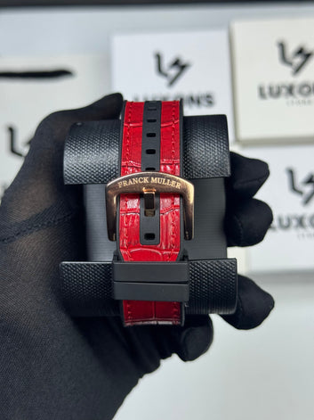 Frank Muller Rose Gold Diamond With Red Strap