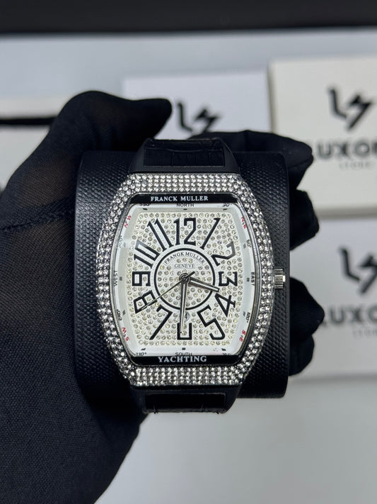 Frank Muller White Diamond With Black Strap