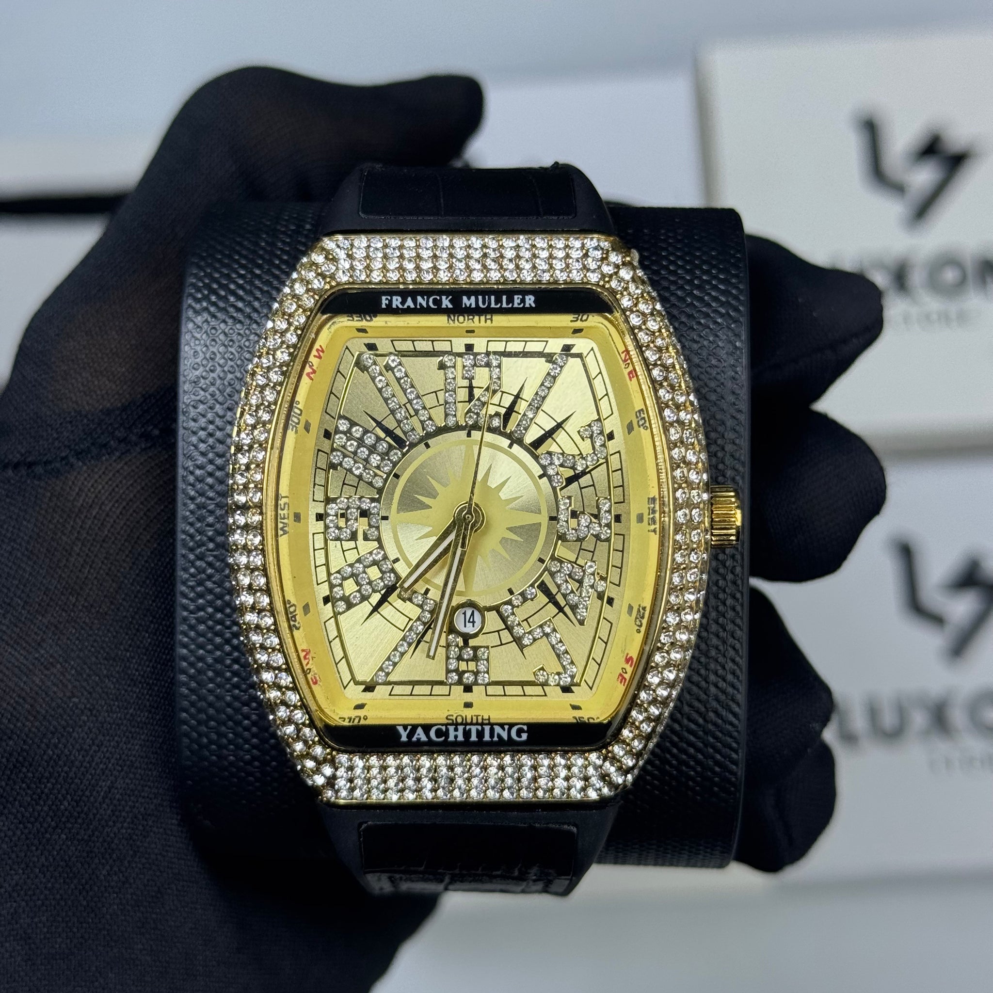Frank Muller Yellow Diamond With Black Strap