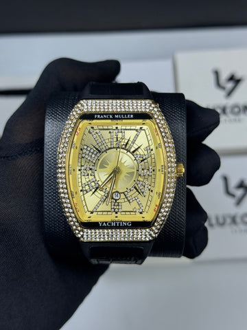 Frank Muller Yellow Diamond With Black Strap