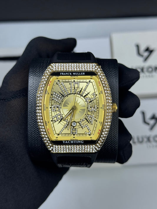 Frank Muller Yellow Diamond With Black Strap