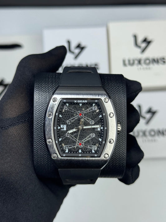 X-Gear Silver Bezel Black Strap Orignal Watch