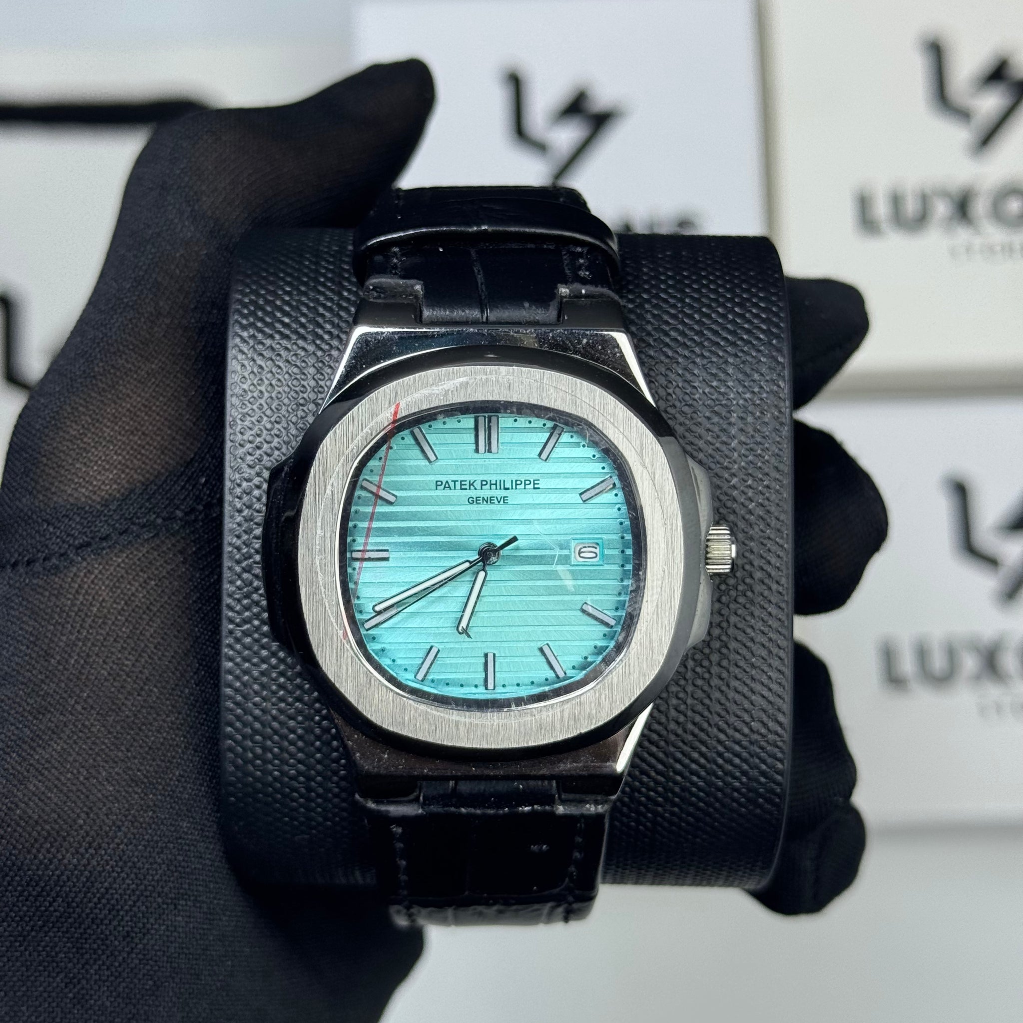 Patek Philippe Tiffany Dail Black Leather Strap