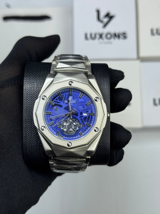 Hublot Diamond Cut with Blue Dail Heavy Weight