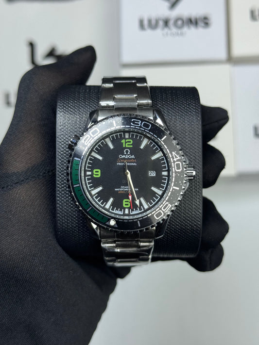 Omega Rotating Bezel Black&Green SemiAuto Pendulum Back