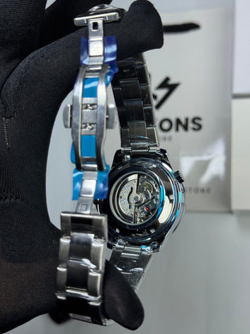 Omega Rotating Bezel Black&Blue SemiAuto Pendulum Back