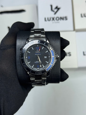 Omega Rotating Bezel Black&Blue SemiAuto Pendulum Back