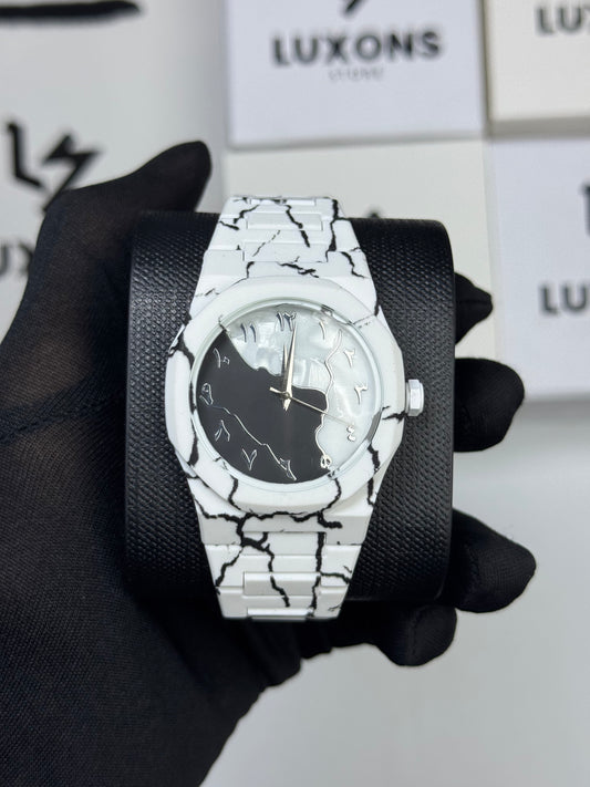 White Arabic Aura Fiber Material Watch