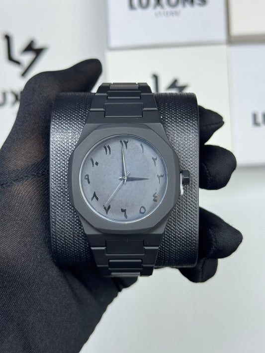 Black Arabic Aura Fiber Material Watch