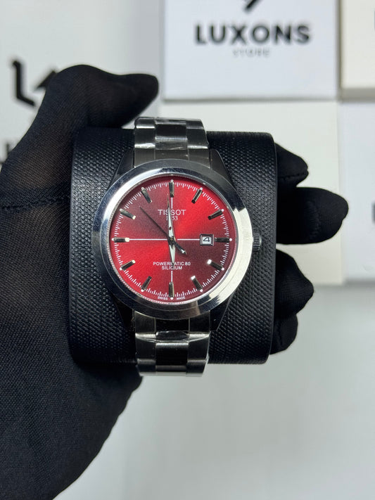 Tissot Gentleman Red Dail Stainless Steel Chain