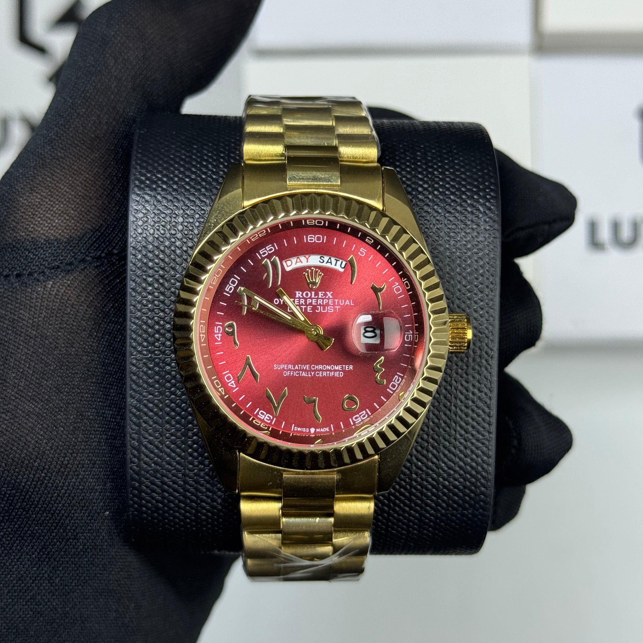 Rolex Arabic Red Dail With Day&Date Stainless Steel