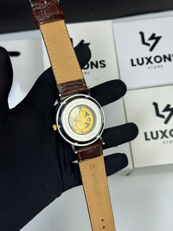 Rolex Automatic With Leather Strap And Pendulum Back