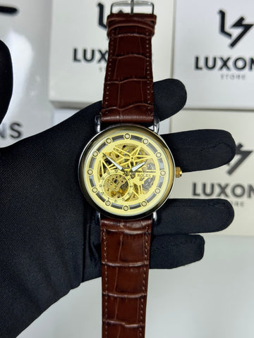 Rolex Automatic With Leather Strap And Pendulum Back