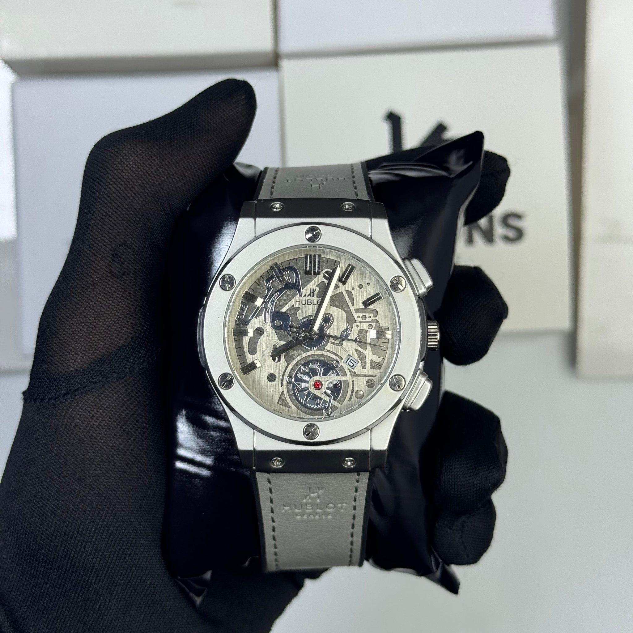 Hublot Gray Strap New Chrono Style Master Lock