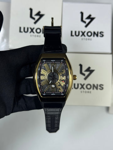 Frank Muller Golden Bezel Black Strap Shine Dail