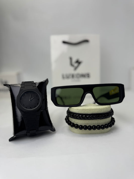 4 in 1 Combo Deal With Black Arabic Aura Watch