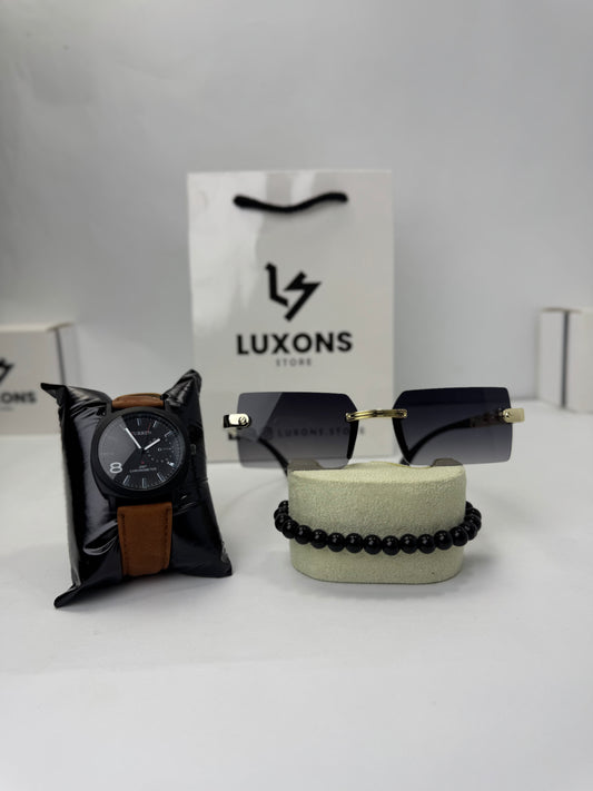 3 in 1 Deal Pack With Curren Sweet Leather Strap Watch